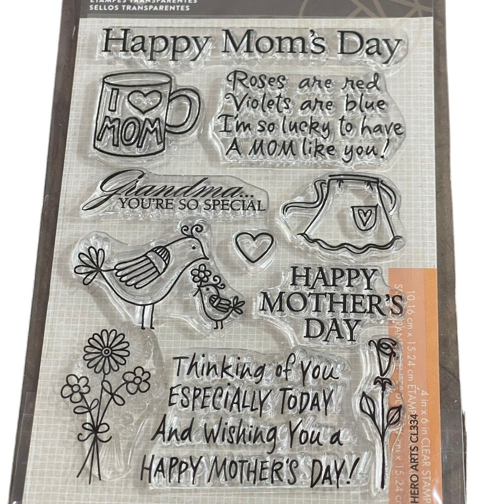 Hero Arts Clear Stamps Set Mother’s Day Mom Grandma Flowers CL334 New 2015 - Picture 3 of 5